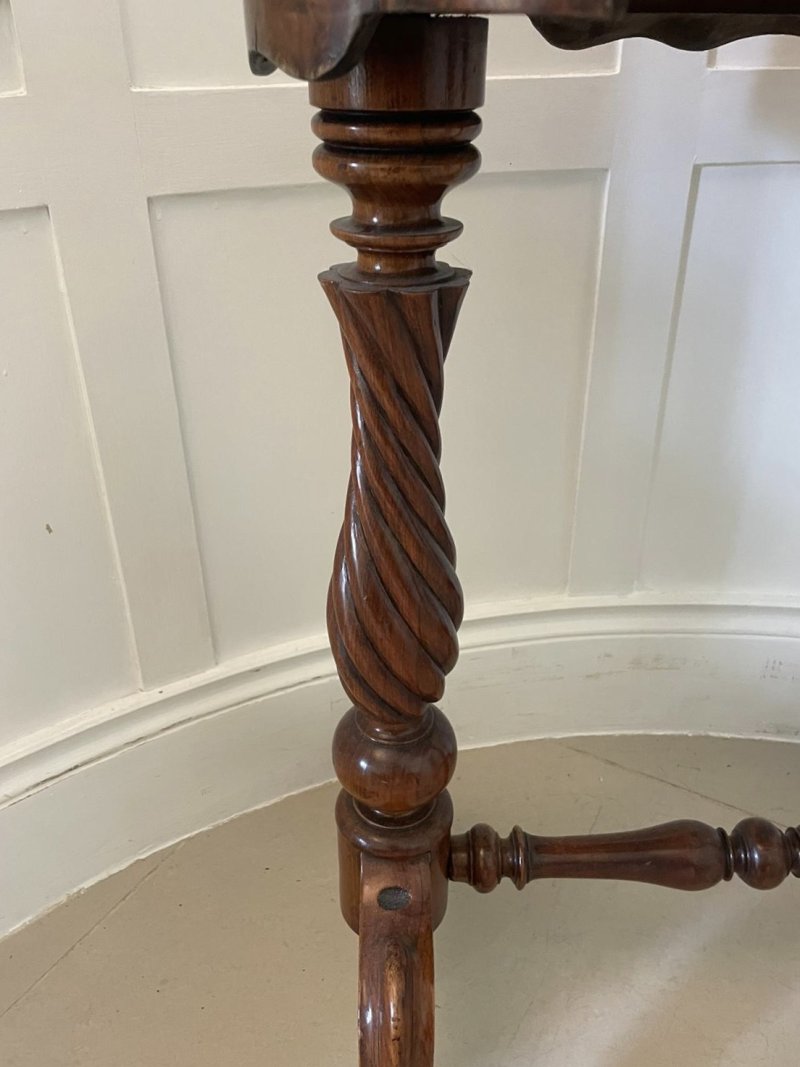 Antique Victorian Burr Walnut Work Lamp Table - Image 10